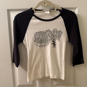 Chicago White Soxs - White and Black Long Half Sleeve Raglan Tee